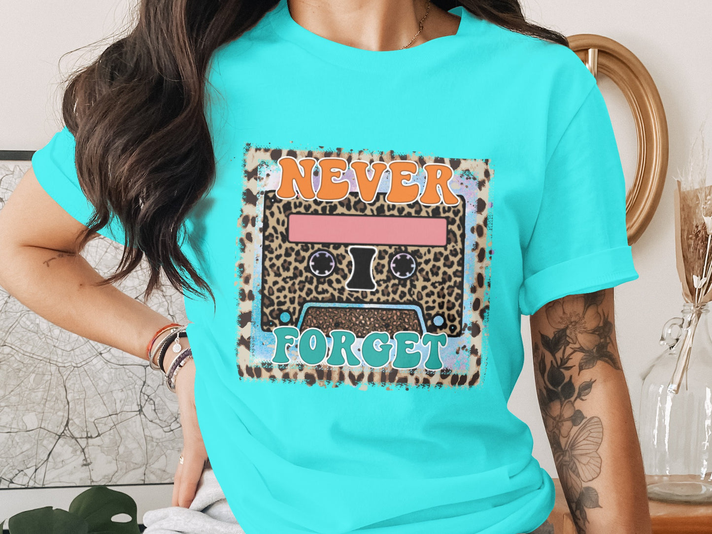 Vibrant Never Forget Retro Cassette Design Shirt