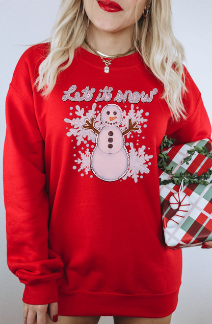 Let it Snow Christmas Snowman Graphic Sweatshirt