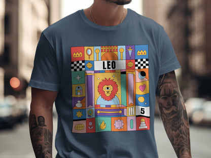 Vibrant Leo Themed Graphic T-Shirt for Astrology Enthusiasts