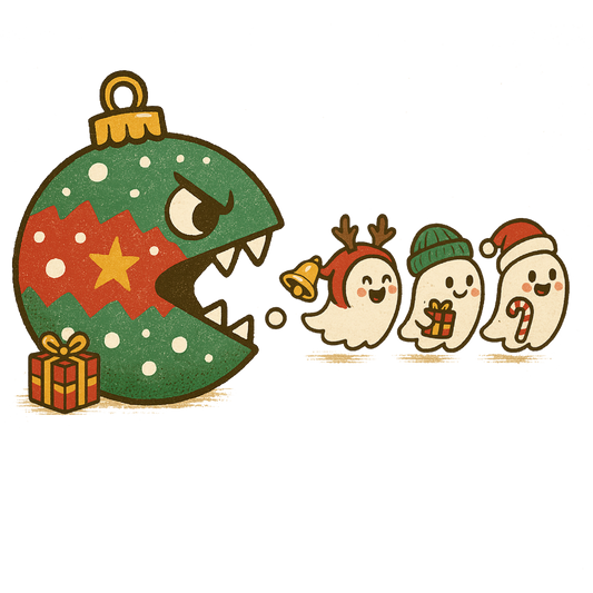 Cute Christmas Ornament Chomping Ghosts Festive Art