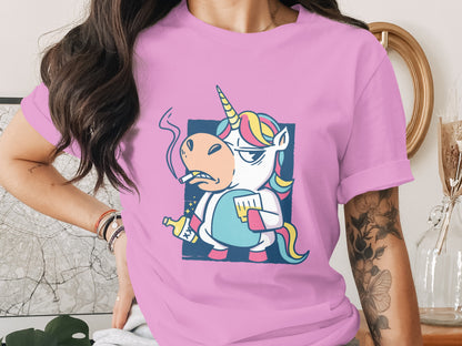 Sassy Unicorn with Juice Box Illustration on Apparel