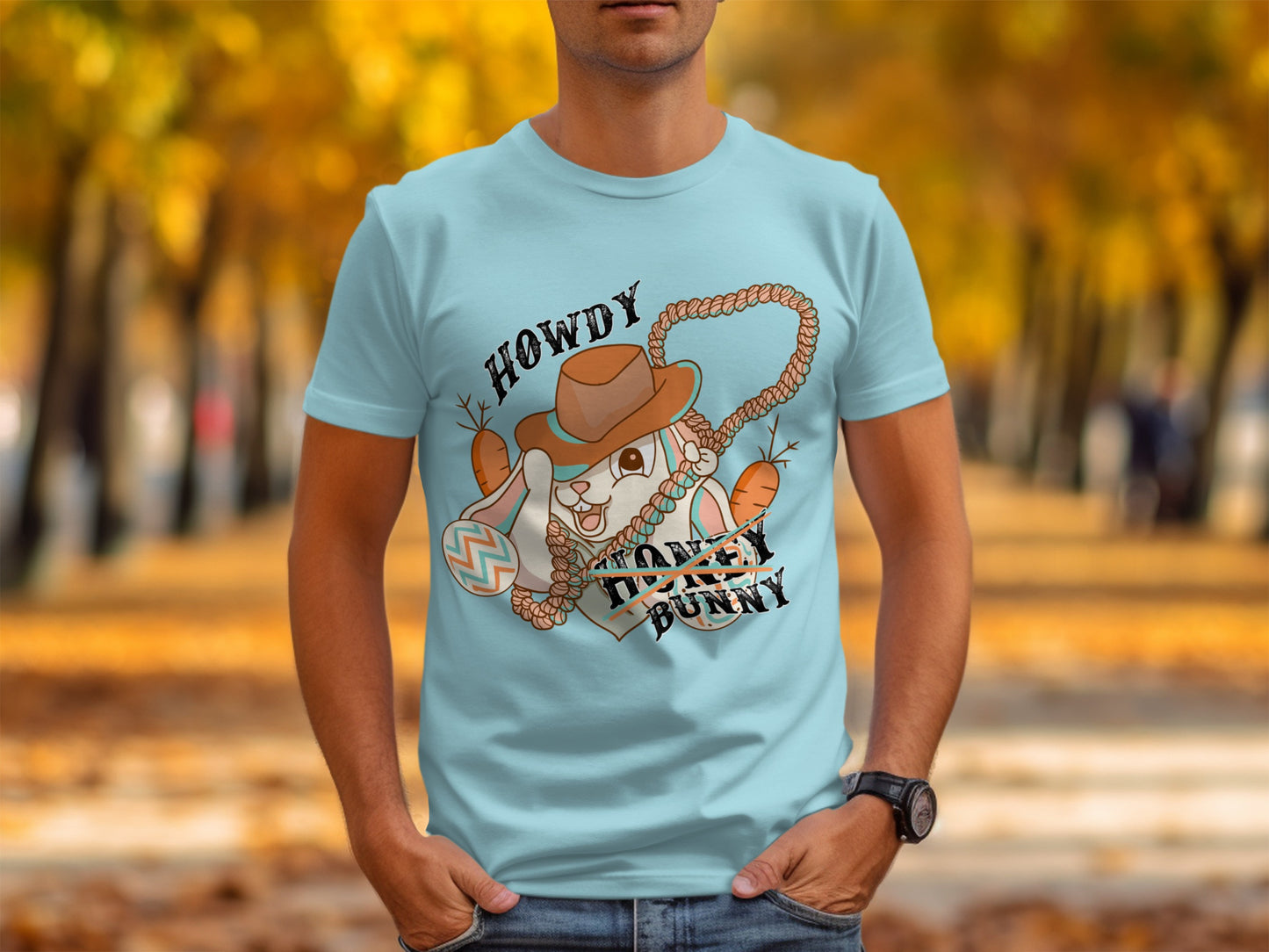 Howdy Turkey Bunny Graphic Tee Fun Fall Apparel