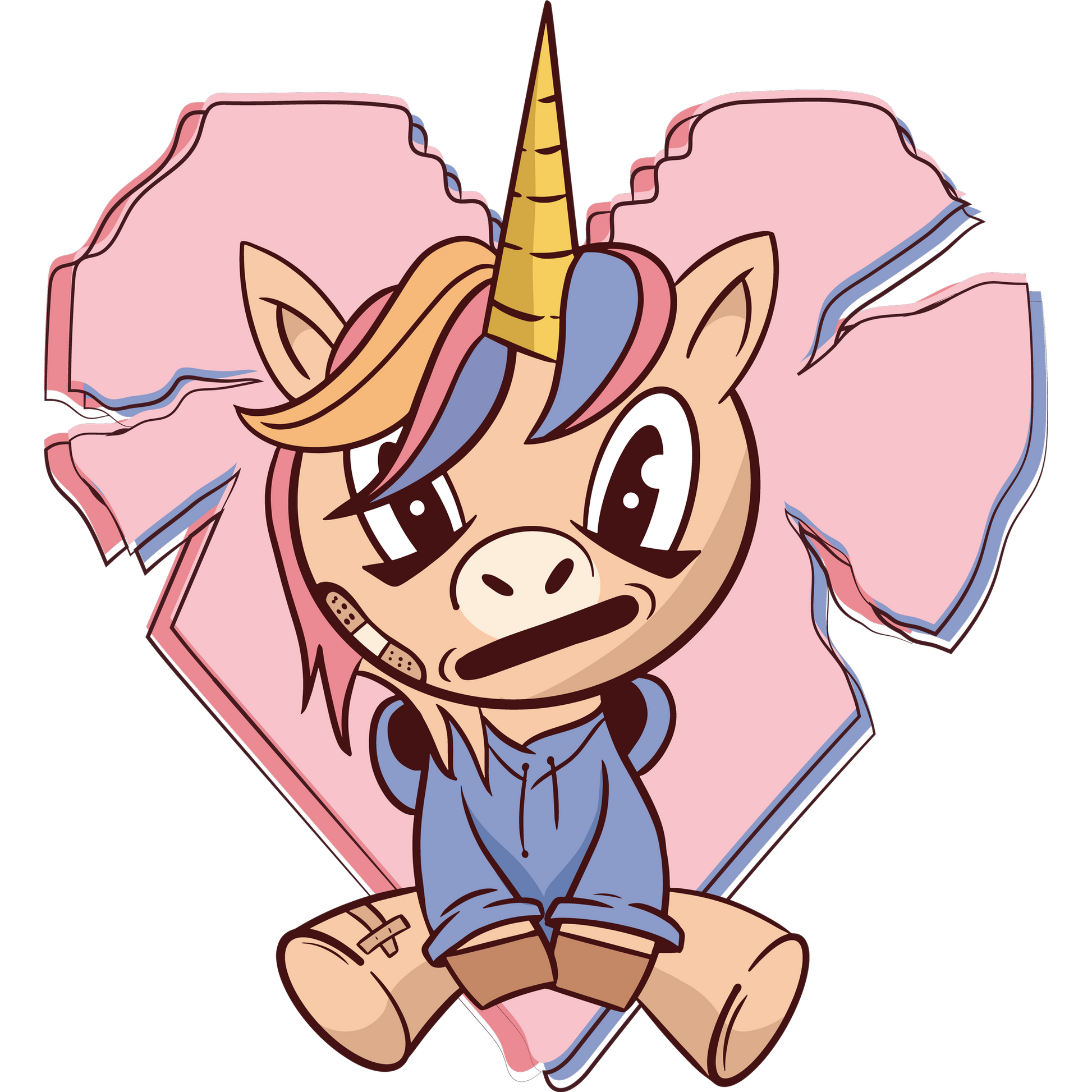 Cute Screaming Unicorn Cartoon Art for Kids Decor