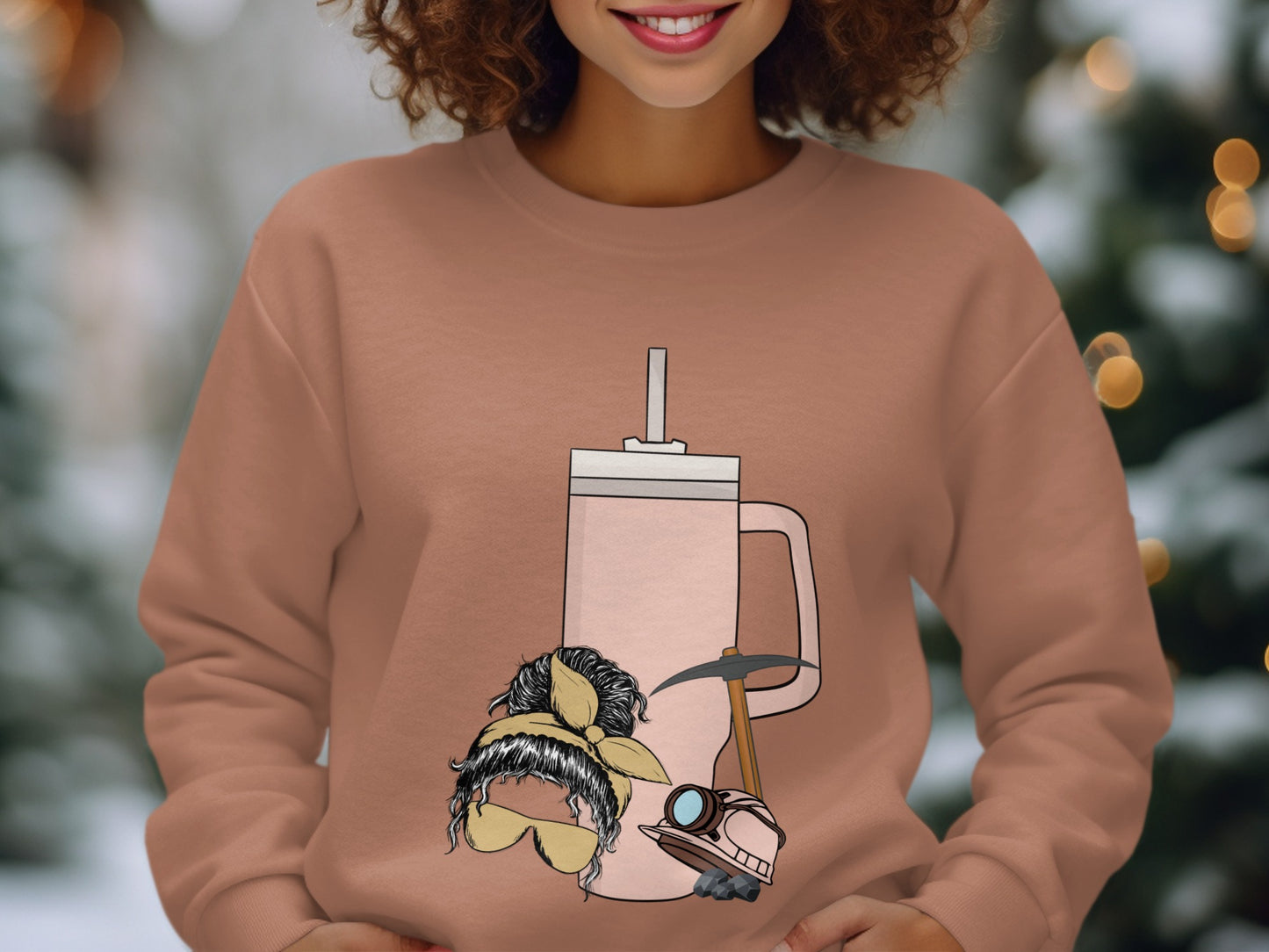 Cozy Beverage Mug With Winter Sports Gear Illustration