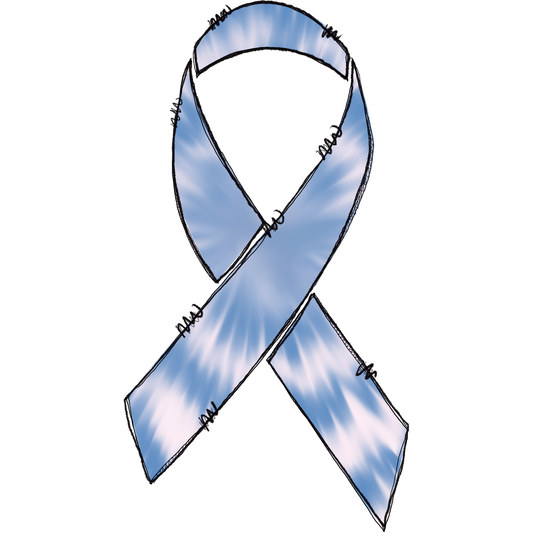 Blue Awareness Ribbon with Tie Dye Pattern Design