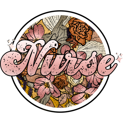 Floral Artistic Nurse Design Circular Sticker
