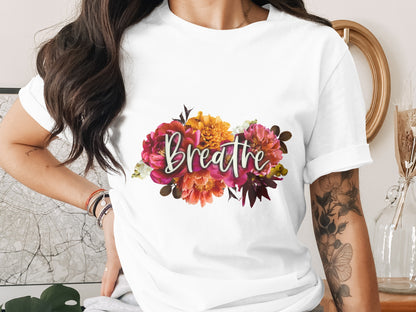 Breathe Floral Graphic Design Women's T-shirt