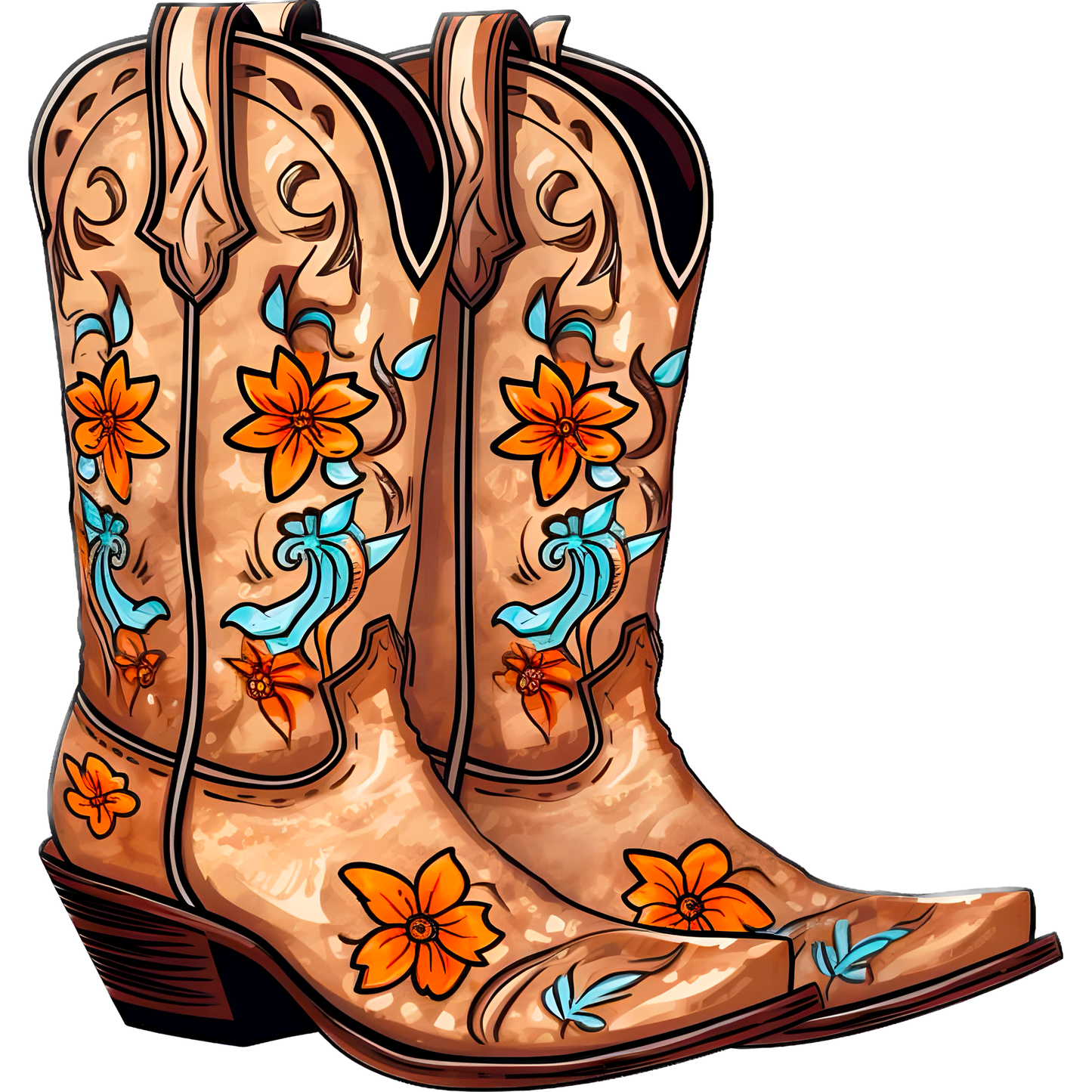 Western Boots with Colorful Floral Embroidery Design