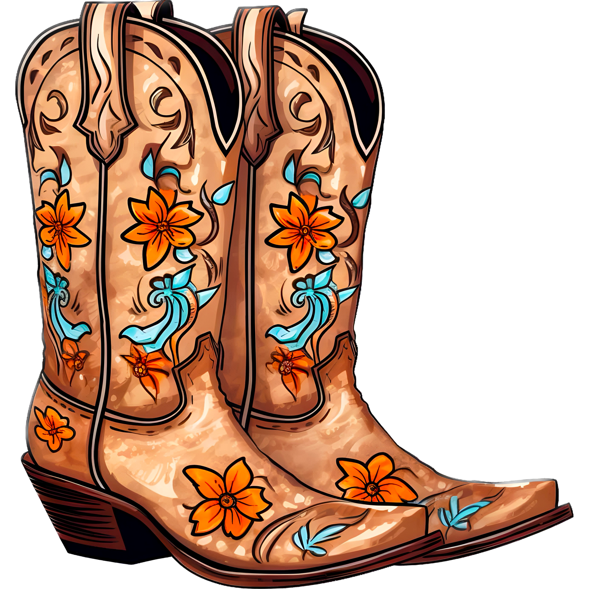 Western Boots with Colorful Floral Embroidery Design