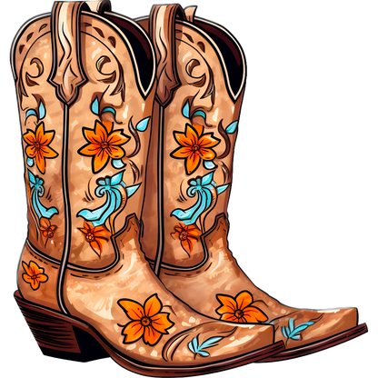 Western Boots with Colorful Floral Embroidery Design