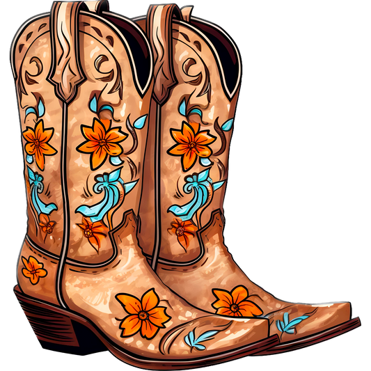 Western Boots with Colorful Floral Embroidery Design