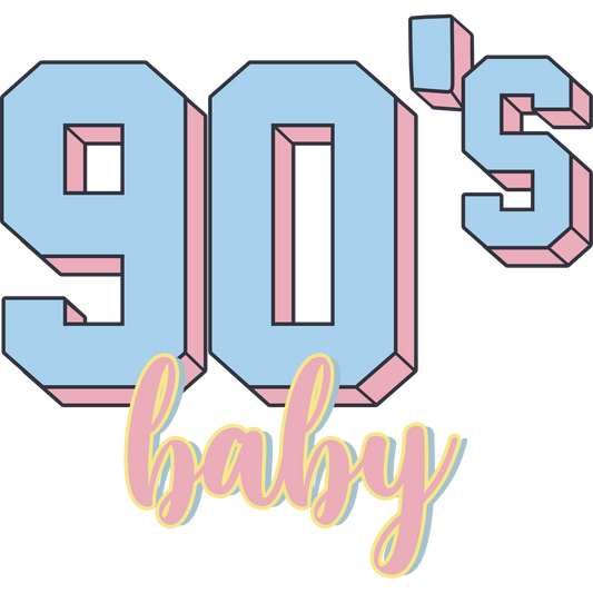 Nostalgic 90's Baby Bright Blue and Pink Graphic