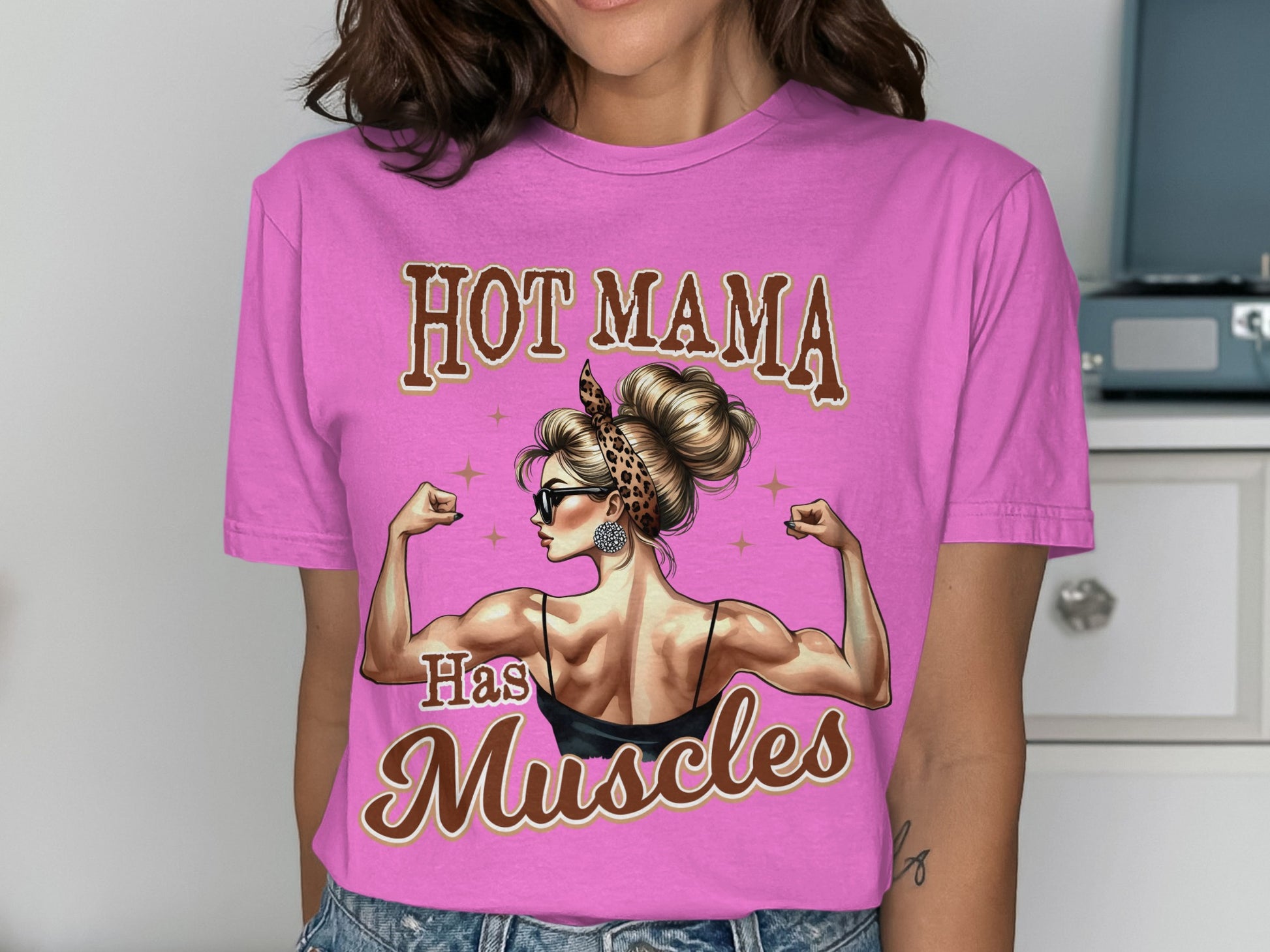 Hot Mama Has Muscles Graphic T-Shirt