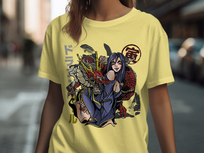 Retro Style Koi and Dragon Graphic Tee Shirt