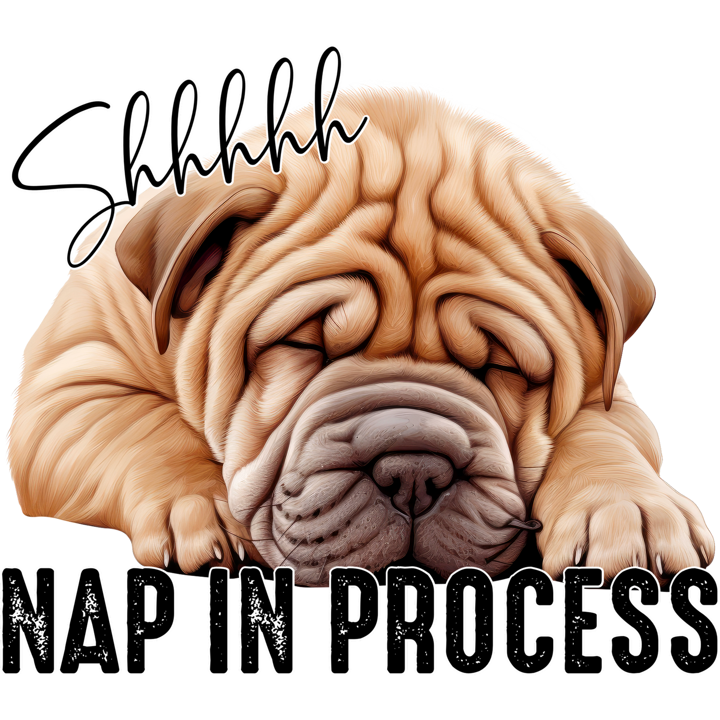 Shhh Nap In Process with Cute Sleeping Bulldog Print