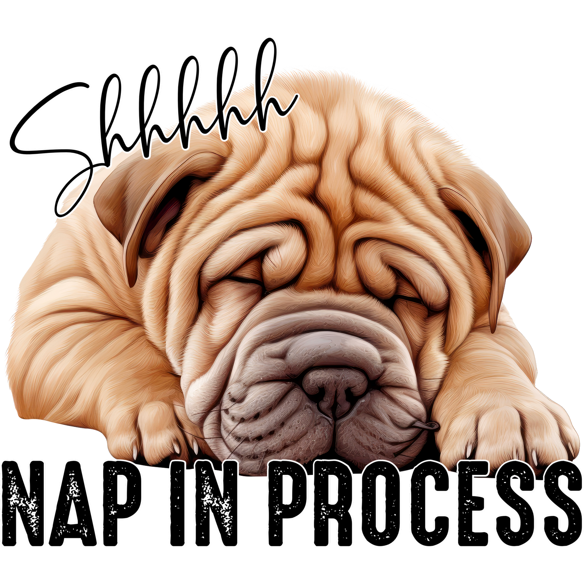 Shhh Nap In Process with Cute Sleeping Bulldog Print