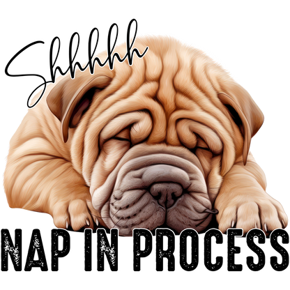 Shhh Nap In Process with Cute Sleeping Bulldog Print