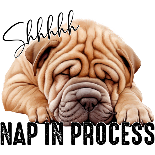 Shhh Nap In Process with Cute Sleeping Bulldog Print