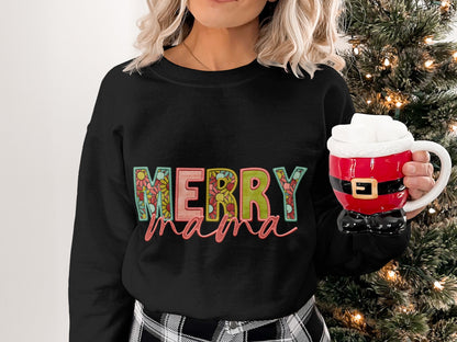 Merry Mama Sweatshirt Perfect for Holiday Cheer