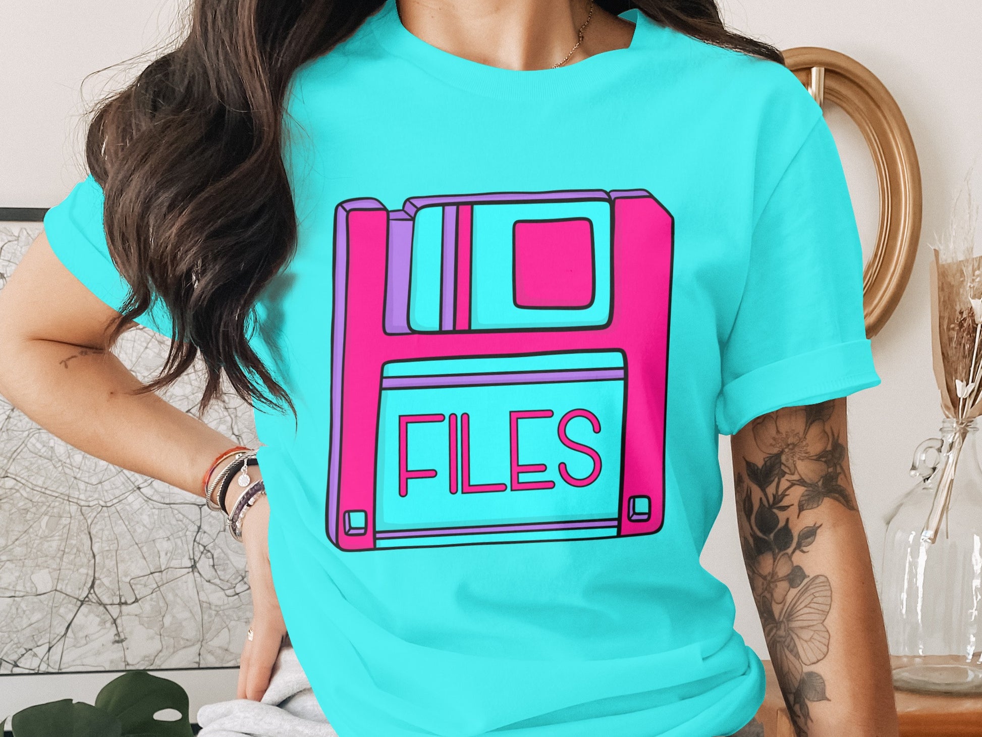 Retro Floppy Disk Files Graphic Tee