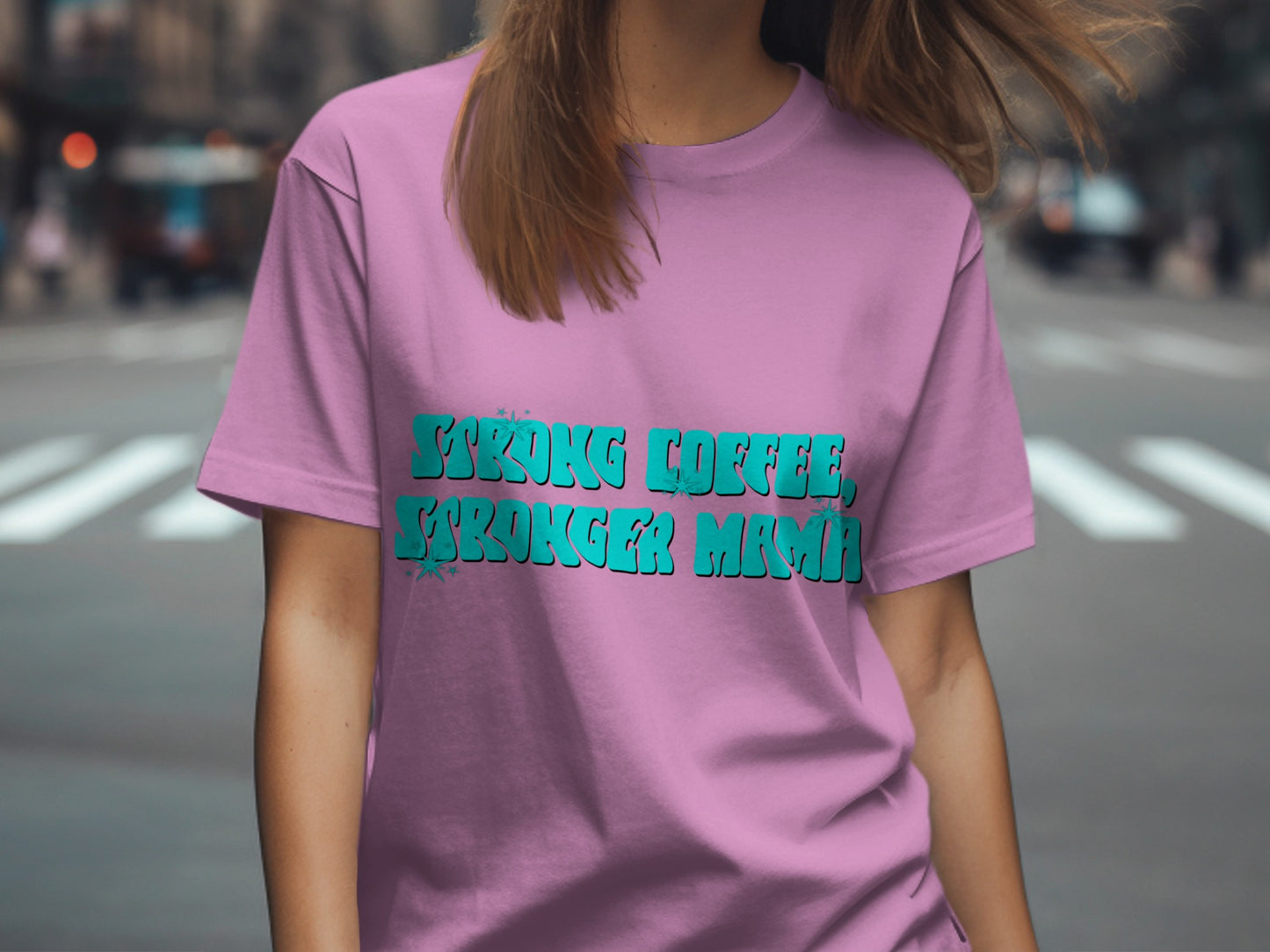 Strong Coffee Stronger Mama Printed T-Shirt