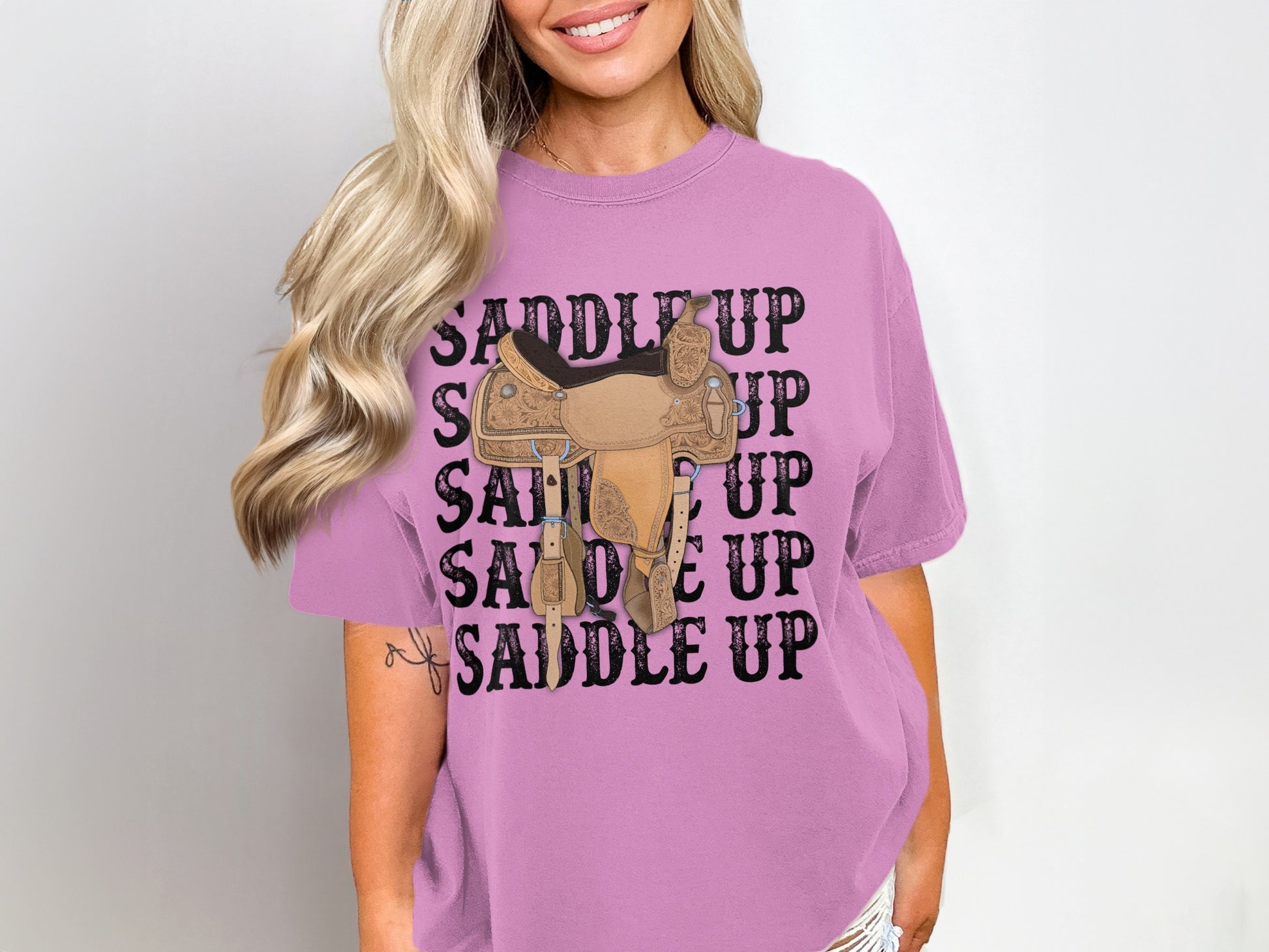 Saddle Up T-Shirt with Western Saddle Graphic
