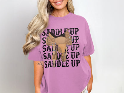 Saddle Up T-Shirt with Western Saddle Graphic