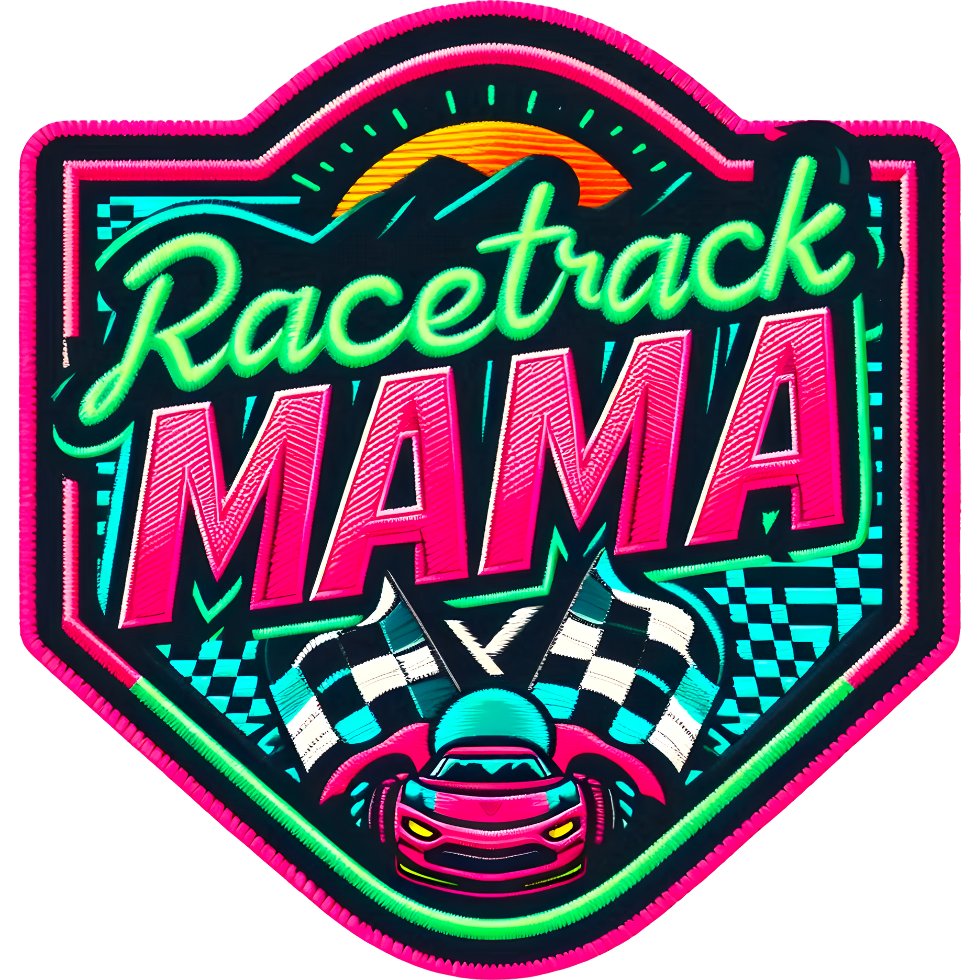 Racetrack Mama Vibrant Multicolor Patch Design
