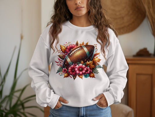 Fall Floral Football Sweatshirt Sporty Cozy Product