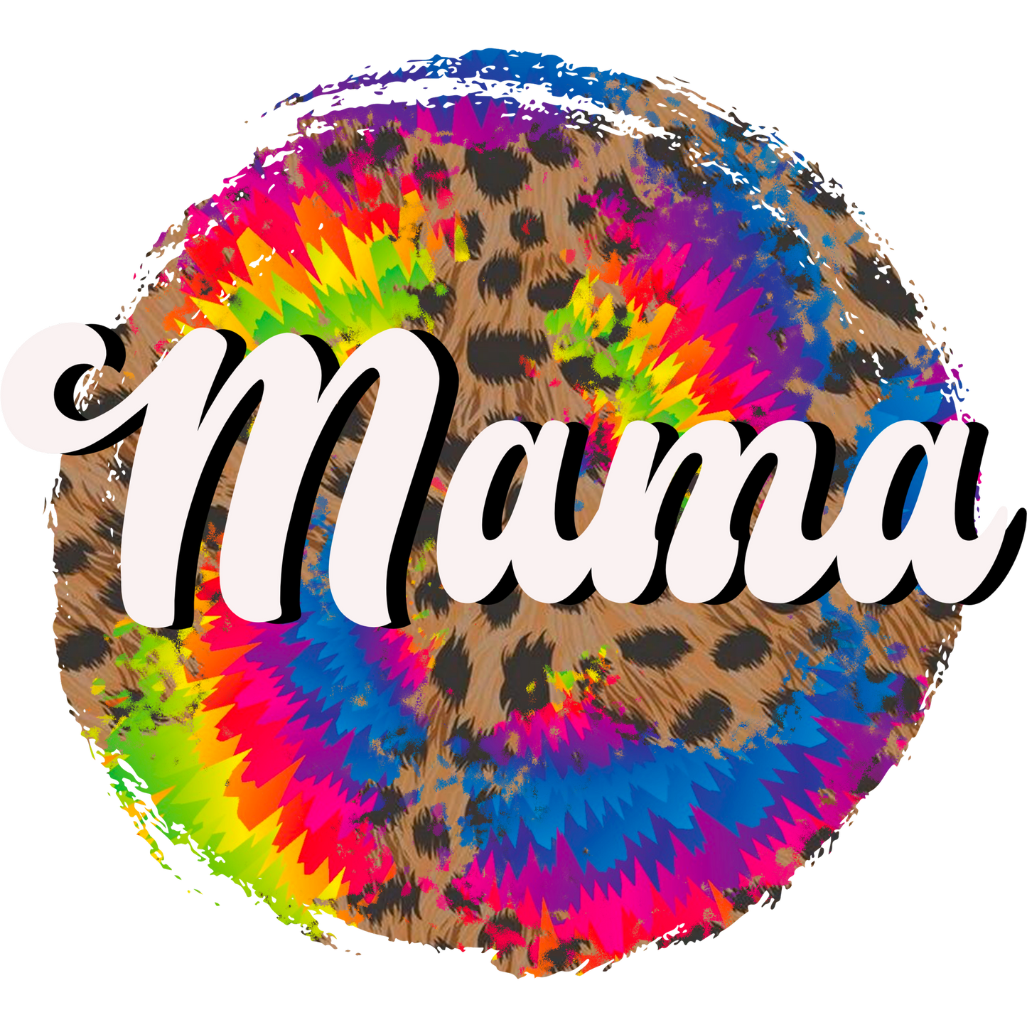 Colorful Tie-Dye Leopard Mama Graphic Design Shirt