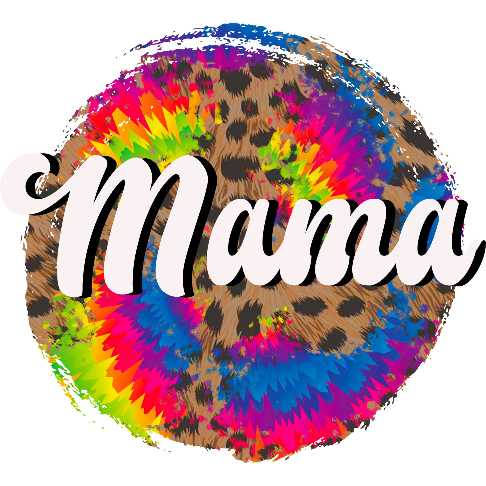 Colorful Tie-Dye Leopard Mama Graphic Design Shirt