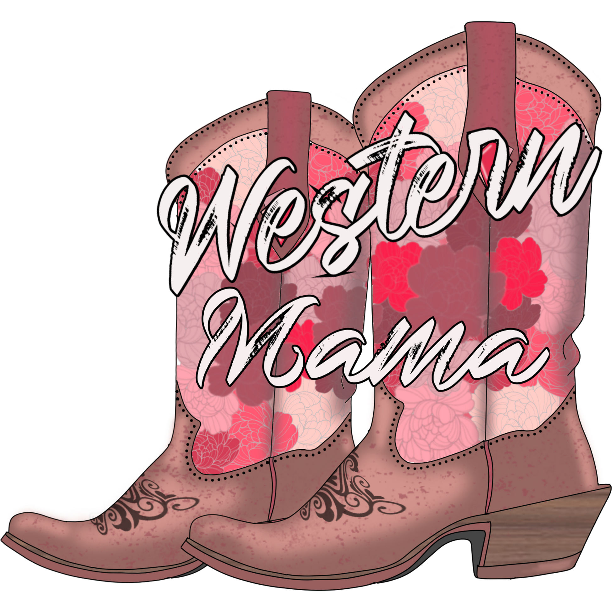 Stylish Western Mama Floral Design Boots