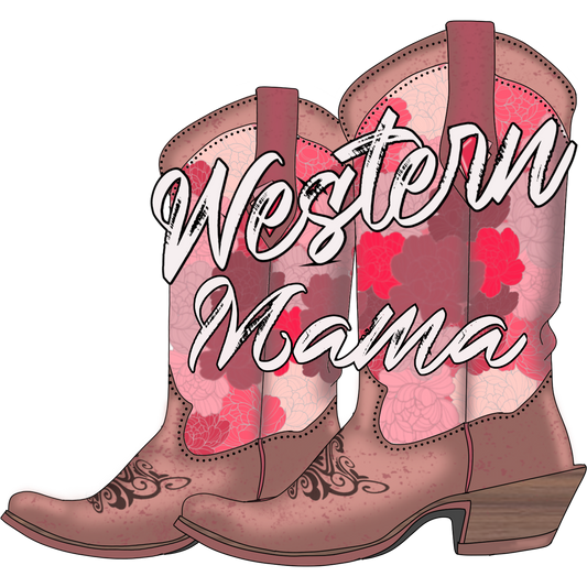 Stylish Western Mama Floral Design Boots