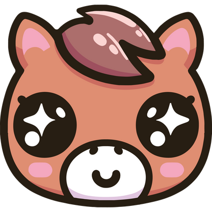Adorable Kawaii Horse with Sparkling Eyes Sticker