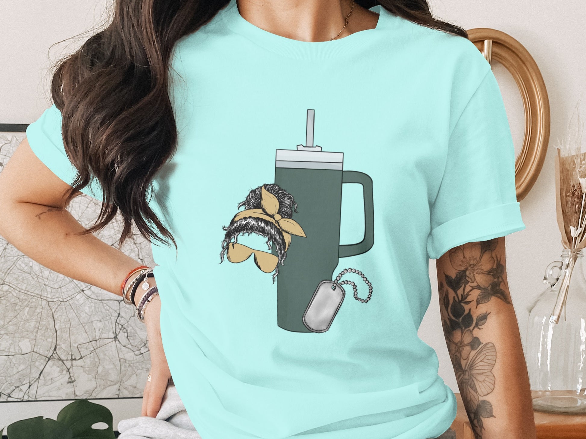 Unique Mustache Mug Graphic Tee for Trendy Outfits