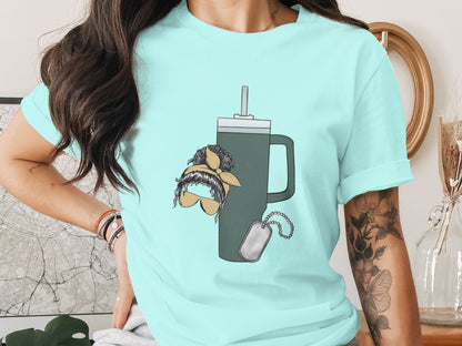 Unique Mustache Mug Graphic Tee for Trendy Outfits