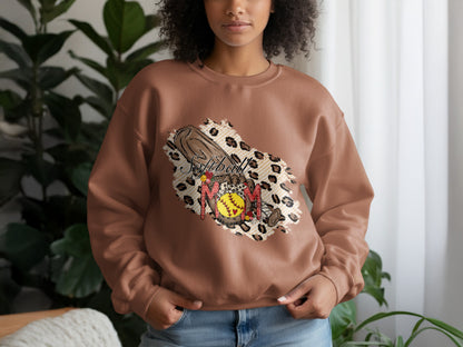 Stylish Softball Mom Graphic Design Sweatshirt
