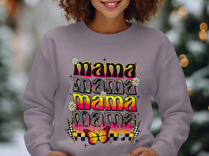 Mama Colorful Graphic Text and Patterns Sweatshirt