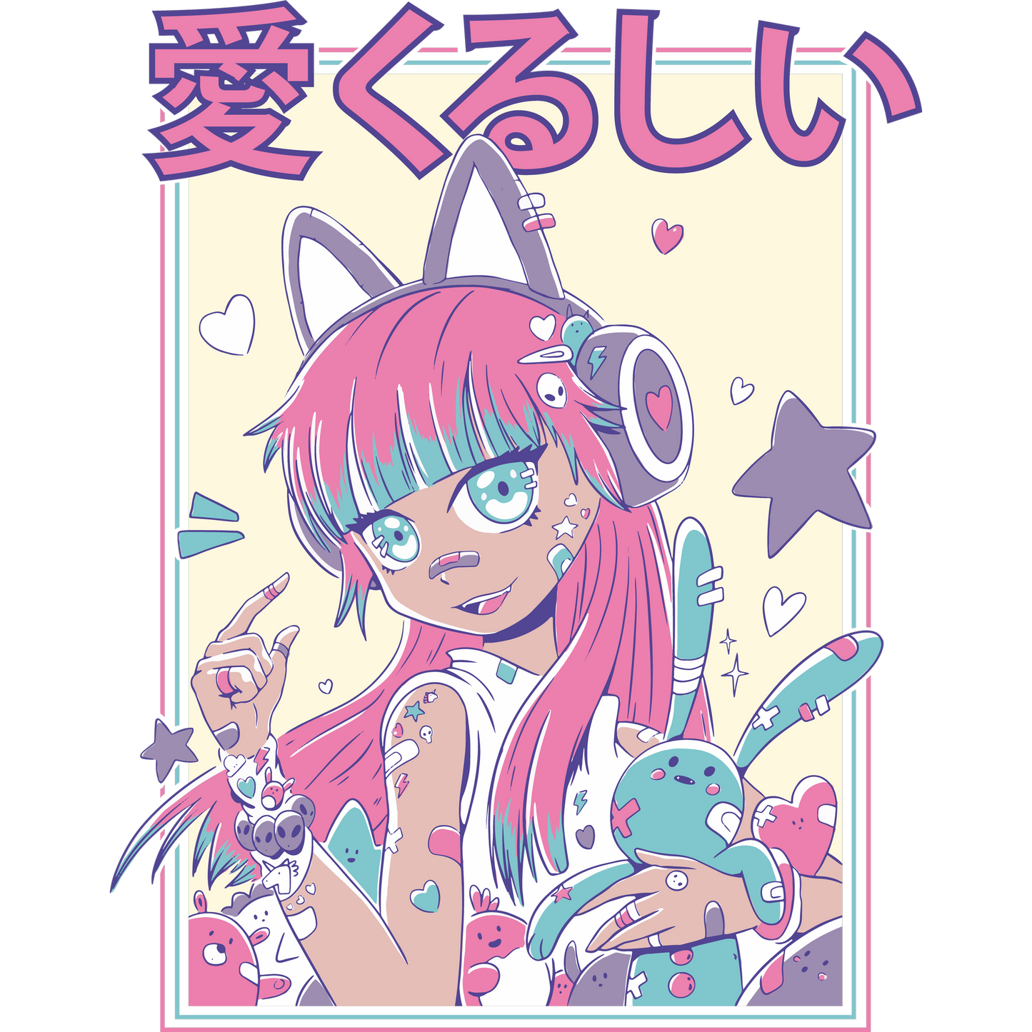 Cute Kawaii Anime Girl Aesthetic Wall Art Poster