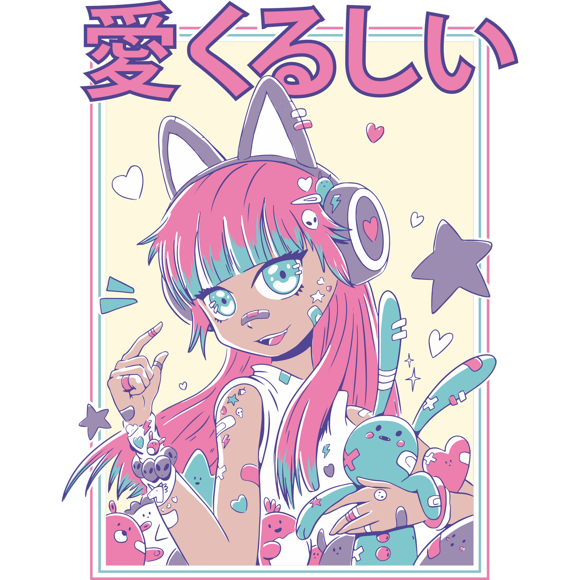 Cute Kawaii Anime Girl Aesthetic Wall Art Poster