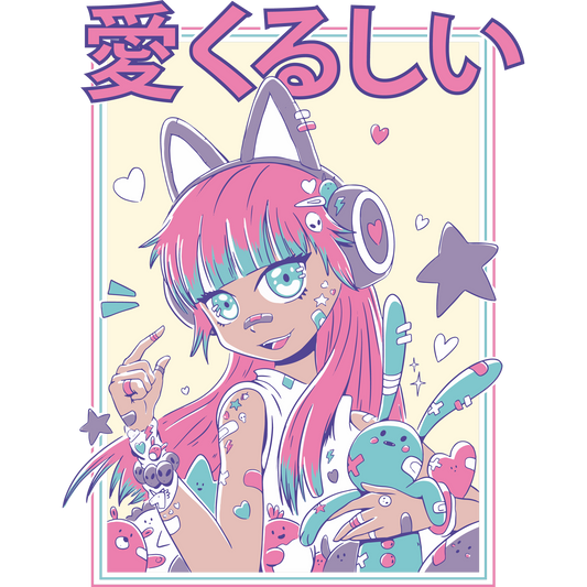 Cute Kawaii Anime Girl Aesthetic Wall Art Poster