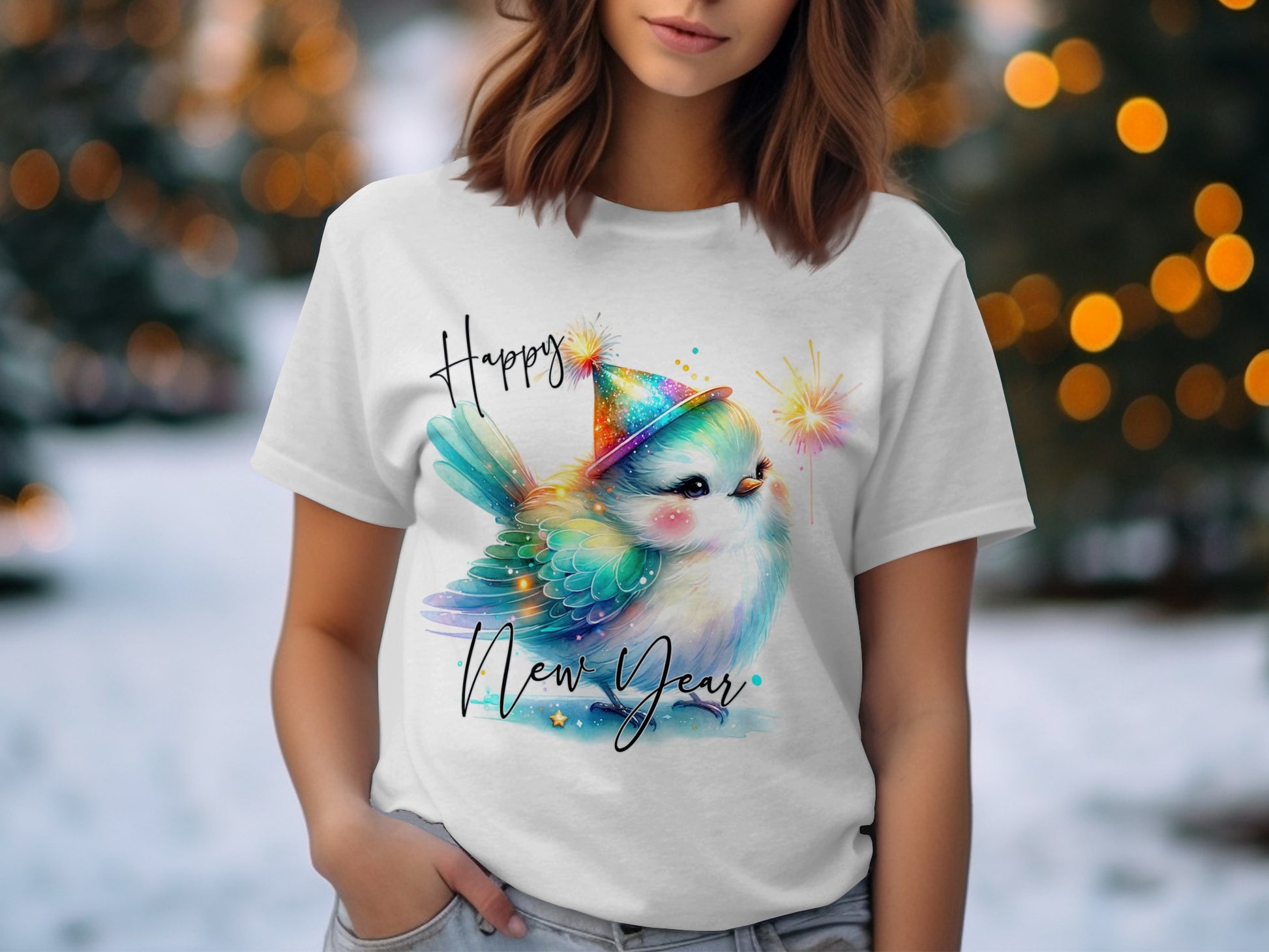 Happy New Year Colorful Bird T-shirt