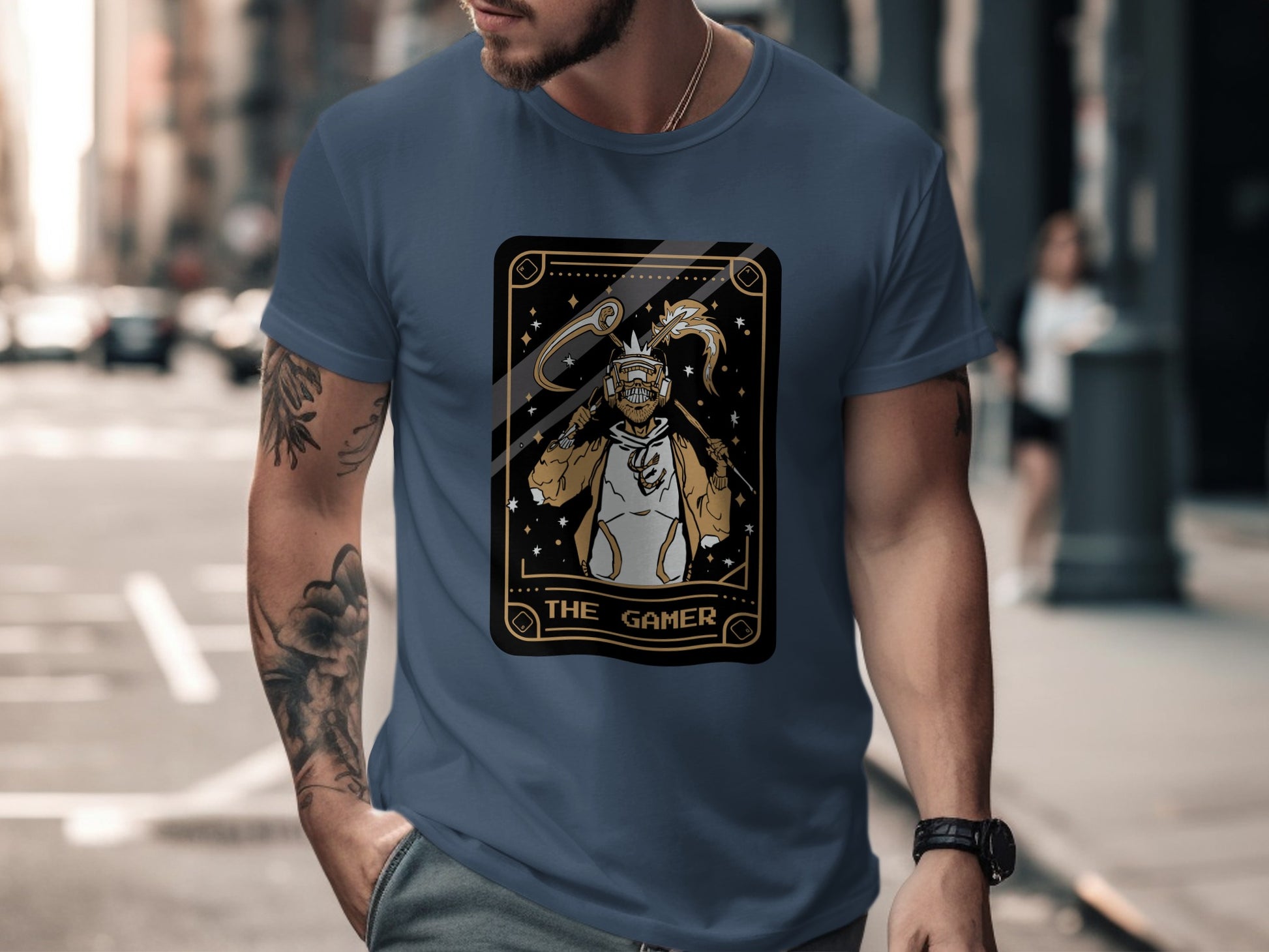 Stylish Graphic Tee Featuring The Gamer Character