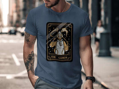 Stylish Graphic Tee Featuring The Gamer Character