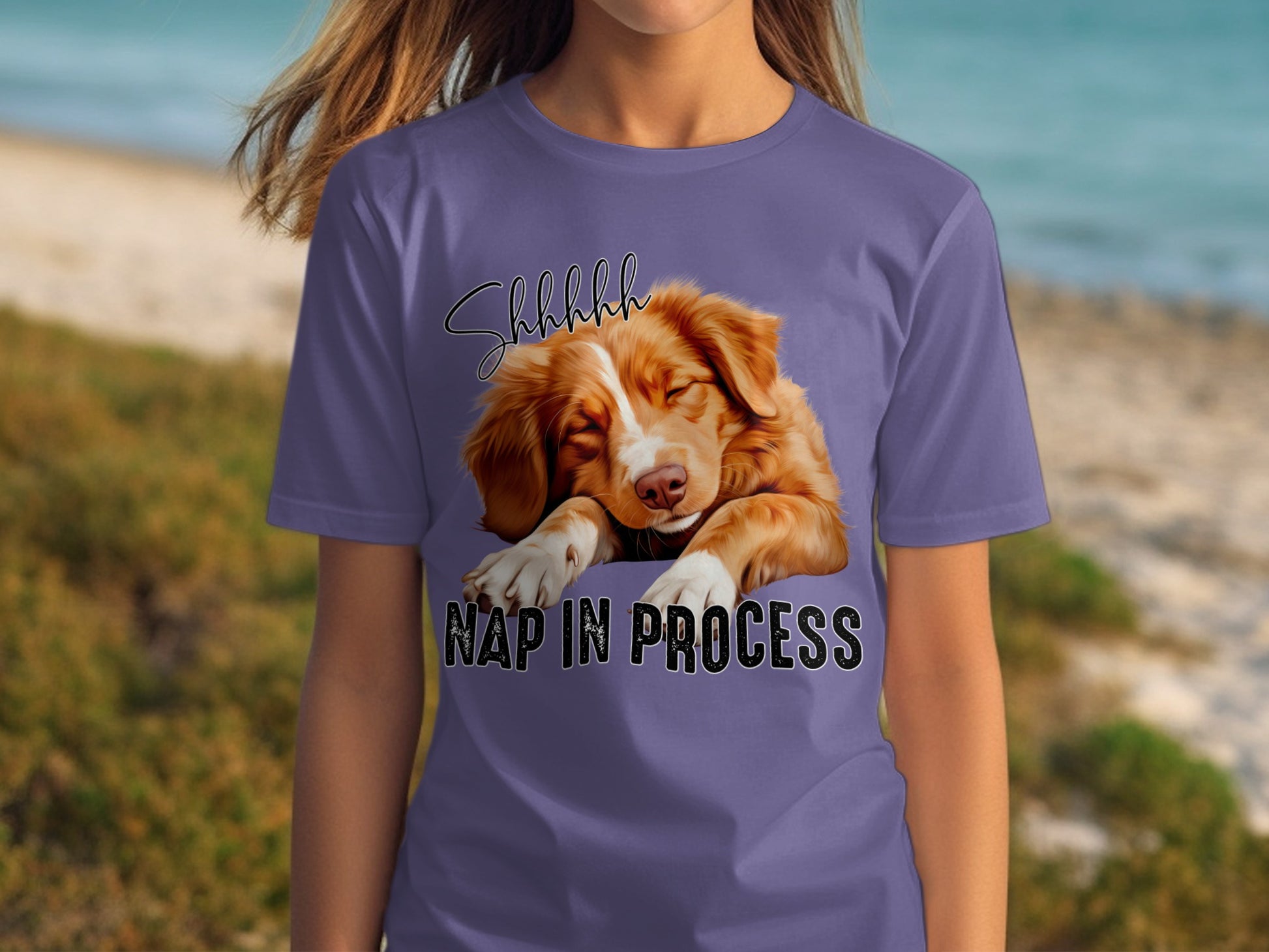 Shhhh Nap In Process Shirt with Cute Sleeping Dog Design