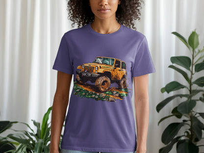 Yellow Jeep Graphics Purple Short Sleeve T-shirt