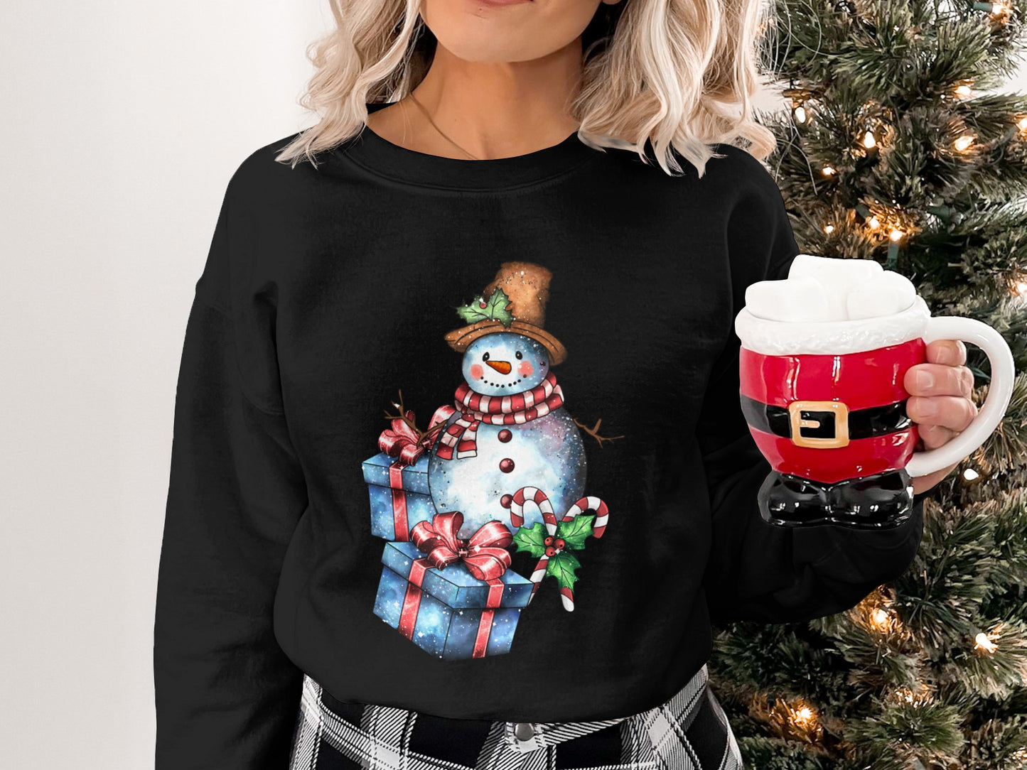 Festive Snowman with Presents Christmas Sweatshirt Product