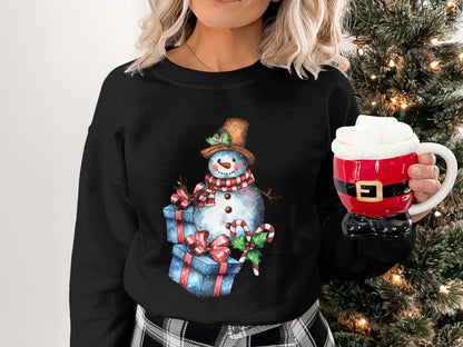 Festive Snowman with Presents Christmas Sweatshirt Product