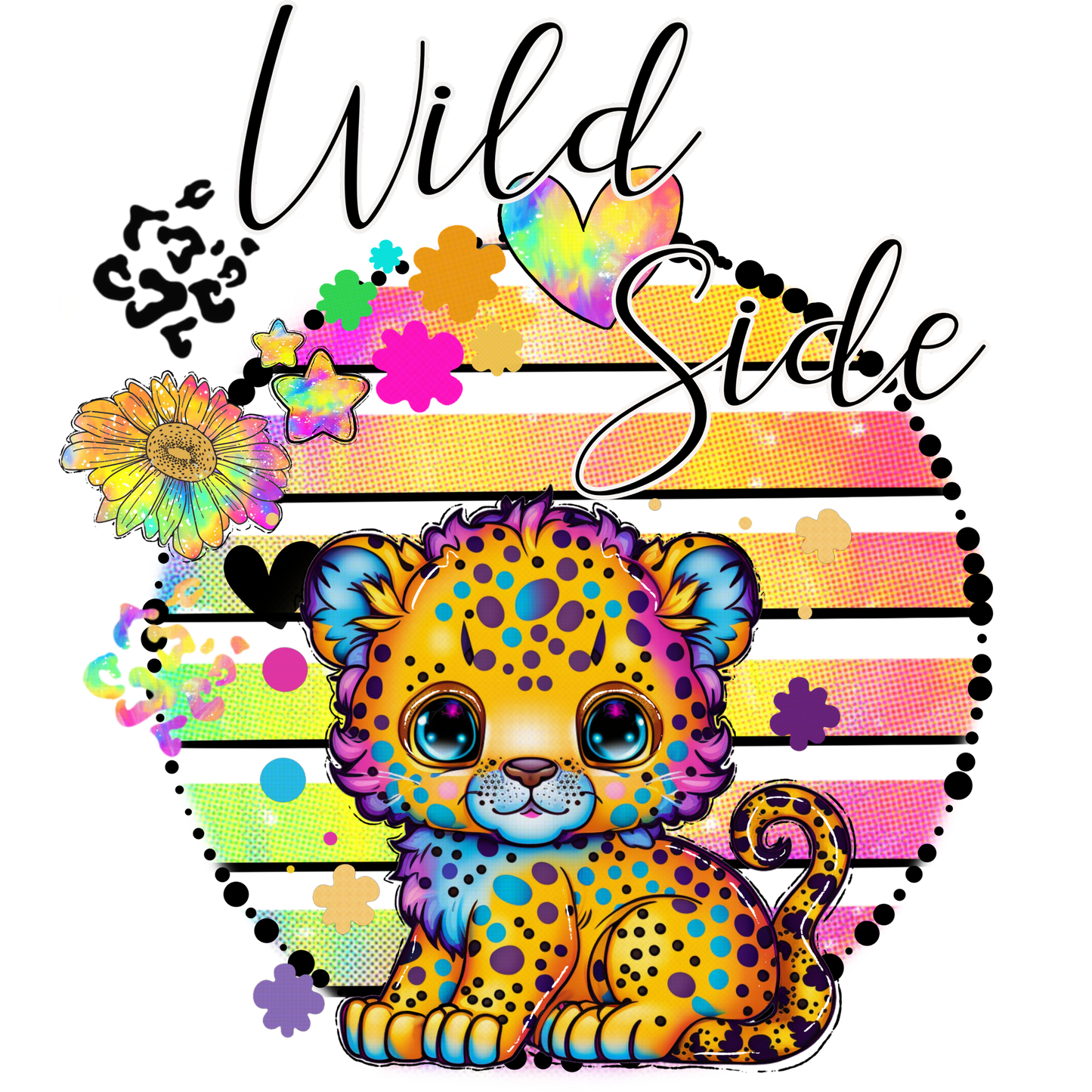 Wild Side Rainbow Leopard Kitten Graphic Design
