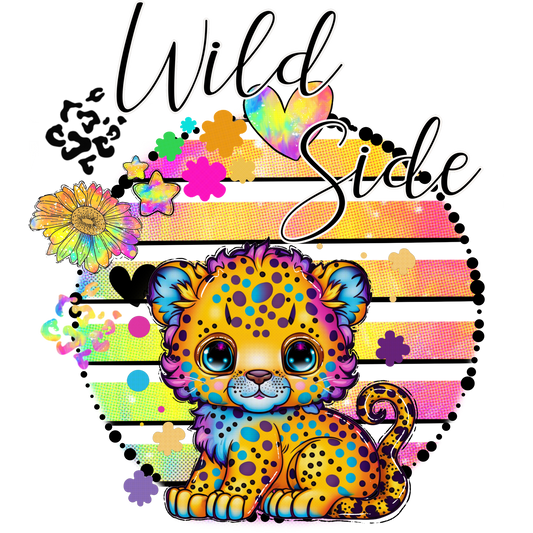 Wild Side Rainbow Leopard Kitten Graphic Design